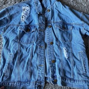 Distressed jean jacket